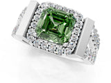 White gold Fancy Green Asscher Cut Cut Halo Split Shank Prong Set Ring_7