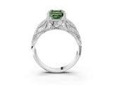 White gold Fancy Green Asscher Cut Cut Milgrain Pave Diamond Engagement Ring with Four-Prong Setting_18