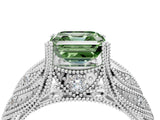 White gold Fancy Green Asscher Cut Cut Milgrain Pave Diamond Engagement Ring with Four-Prong Setting_19