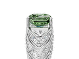 White gold Fancy Green Asscher Cut Cut Milgrain Pave Diamond Engagement Ring with Four-Prong Setting_20