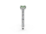 White gold Fancy Green Asscher Cut Cut Pave Band Milgrain Solitaire Ring_2
