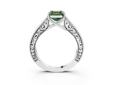 White gold Fancy Green Asscher Cut Cut Pave Band Milgrain Solitaire Ring_3