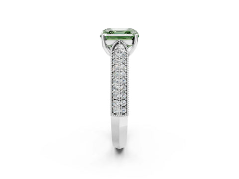 White gold Fancy Green Asscher Cut Cut Pave Split Shank Engagement Ring with Four-Prong Setting_14