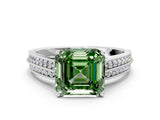 White gold Fancy Green Asscher Cut Cut Pave Split Shank Engagement Ring with Four-Prong Setting_36