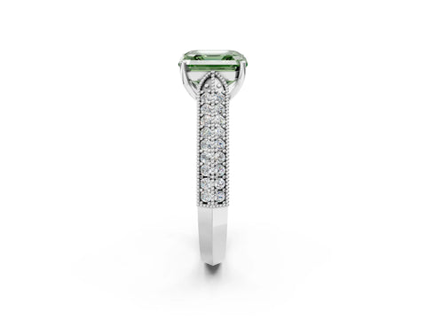 White gold Fancy Green Asscher Cut Cut Pave Split Shank Engagement Ring with Four-Prong Setting_38