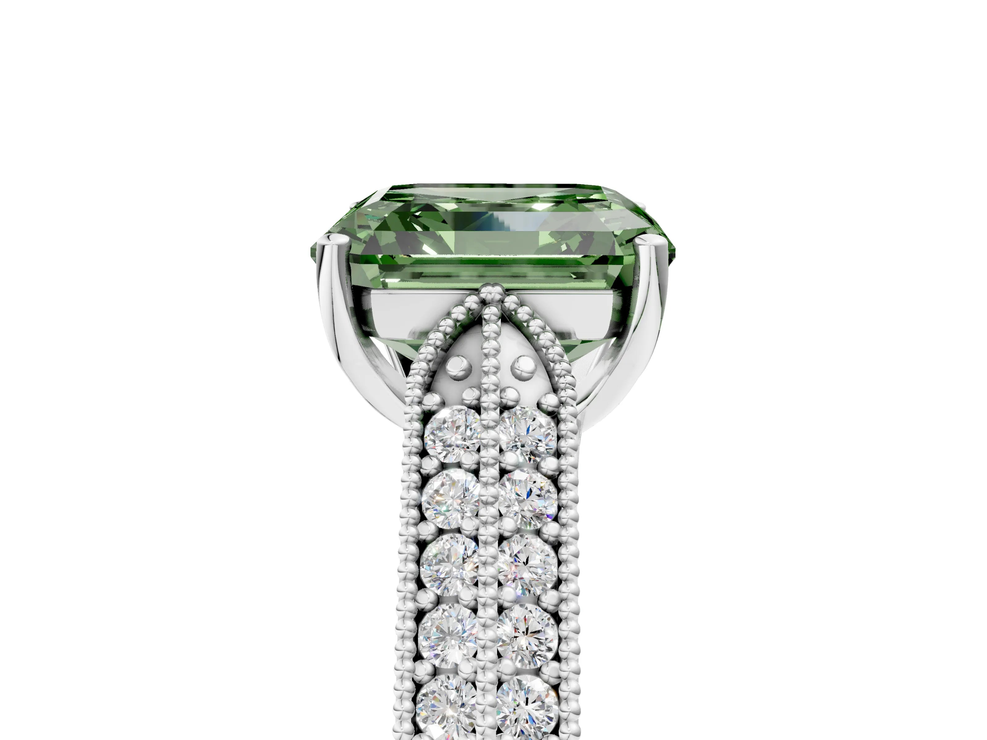 White gold Fancy Green Asscher Cut Cut Pave Split Shank Engagement Ring with Four-Prong Setting_41