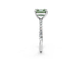White gold Fancy Green Asscher Cut Diamond Brilliant Solitaire Ring with Pavé Band and Four-Prong Setting_26