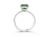 White gold Fancy Green Asscher Cut Diamond Brilliant Solitaire Ring with Pavé Band and Four-Prong Setting_27