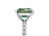 White gold Fancy Green Asscher Cut Diamond Brilliant Solitaire Ring with Pavé Band and Four-Prong Setting_29