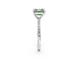 White gold Fancy Green Asscher Cut Diamond Brilliant Solitaire Ring with Pavé Band and Four-Prong Setting_38