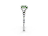 White gold Fancy Green Asscher Cut Diamond Cathedral Solitaire Ring with Round  Pavé Band_79