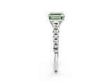 White gold Fancy Green Asscher Cut Diamond Cathedral Solitaire Ring with Round  Pavé Band_91