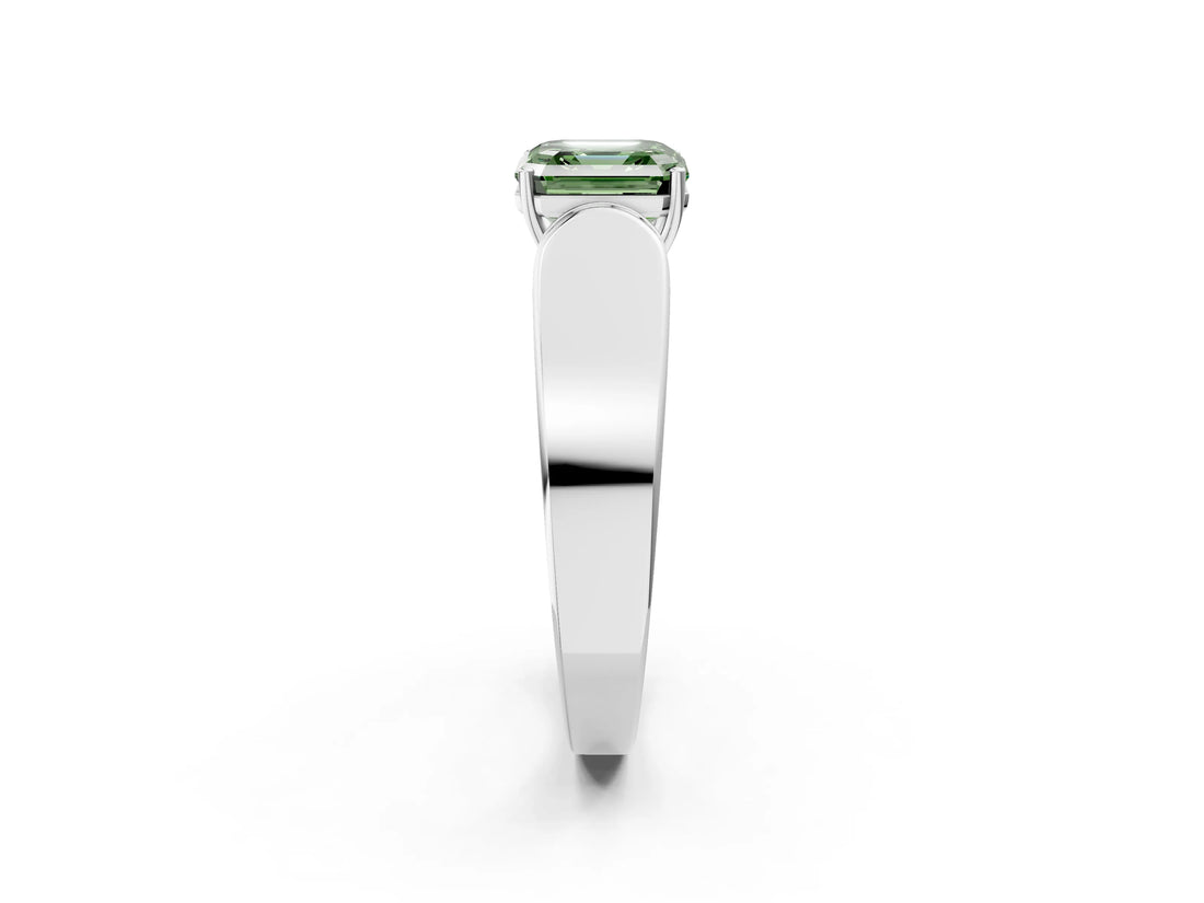 White gold Fancy Green Asscher Cut Diamond Channel Set Solitaire Ring with Four-Prong Setting_10
