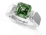 White gold Fancy Green Asscher Cut Diamond Channel Set Solitaire Ring with Four-Prong Setting_13