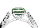 White gold Fancy Green Asscher Cut Diamond Channel Set Solitaire Ring with Four-Prong Setting_22