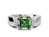 White gold Fancy Green Asscher Cut Diamond Channel Set Solitaire Ring with Four-Prong Setting_30