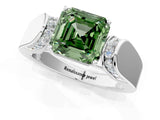 White gold Fancy Green Asscher Cut Diamond Channel Set Solitaire Ring with Four-Prong Setting_31
