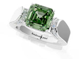 White gold Fancy Green Asscher Cut Diamond Channel Set Solitaire Ring with Four-Prong Setting_31