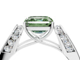 White gold Fancy Green Asscher Cut Diamond Channel Set Solitaire Ring with Four-Prong Setting_34