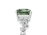 White gold Fancy Green Asscher Cut Diamond Cluster Pavé Band with Four-Prong Setting_17