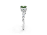 White gold Fancy Green Asscher Cut Diamond Cluster Pavé Band with Four-Prong Setting_26