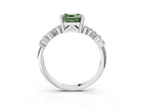 White gold Fancy Green Asscher Cut Diamond Cluster Pavé Band with Four-Prong Setting_27