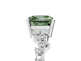 White gold Fancy Green Asscher Cut Diamond Cluster Pavé Band with Four-Prong Setting_29