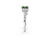 White gold Fancy Green Asscher Cut Diamond Cluster Pavé Band with Four-Prong Setting_5