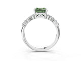 White gold Fancy Green Asscher Cut Diamond Cluster Pavé Band with Four-Prong Setting_6