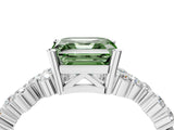 White gold Fancy Green Asscher Cut Diamond Cluster Pavé Band with Four-Prong Setting_7