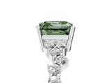 White gold Fancy Green Asscher Cut Diamond Cluster Pavé Band with Four-Prong Setting_8