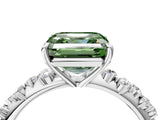 White gold Fancy Green Asscher Cut Diamond Cluster Side Stone Solitaire Ring with Prong Setting_68