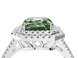 White gold Fancy Green Asscher Cut Diamond Double Halo Ring with Pavé Band and Prong Setting_60