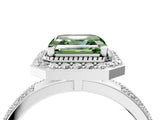 White gold Fancy Green Asscher Cut Diamond Double Halo Ring with Split Shank and Four-Prong Setting_4