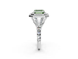 White gold Fancy Green Asscher Cut Diamond Double Halo Ring with Split Shank and Prong Setting_29