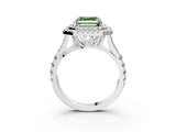 White gold Fancy Green Asscher Cut Diamond Double Halo Ring with Split Shank and Prong Setting_30