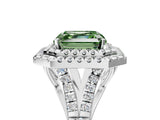 White gold Fancy Green Asscher Cut Diamond Double Halo Ring with Split Shank and Prong Setting_32