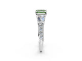 White gold Fancy Green Asscher Cut Diamond Engagement Ring with Baguette Side Stones and Channel Set Band_19