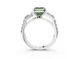 White gold Fancy Green Asscher Cut Diamond Engagement Ring with Baguette Side Stones and Channel Set Band_20