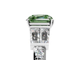 White gold Fancy Green Asscher Cut Diamond Engagement Ring with Baguette Side Stones and Channel Set Band_22