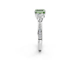 White gold Fancy Green Asscher  Cut Diamond Engagement Ring with Bezel Set Round Side Stones and Prong Setting_66