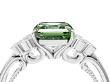 White gold Fancy Green Asscher  Cut Diamond Engagement Ring with Bezel Set Round Side Stones and Prong Setting_68
