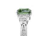 White gold Fancy Green Asscher  Cut Diamond Engagement Ring with Bezel Set Round Side Stones and Prong Setting_68