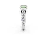 White gold Fancy Green Asscher  Cut Diamond Engagement Ring with Pavé Band and Four-Prong Setting_5