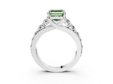 White gold Fancy Green Asscher  Cut Diamond Engagement Ring with Pavé Band and Four-Prong Setting_6