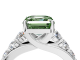 White gold Fancy Green Asscher  Cut Diamond Engagement Ring with Pavé Band and Four-Prong Setting_7