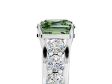 White gold Fancy Green Asscher  Cut Diamond Engagement Ring with Pavé Band and Four-Prong Setting_8