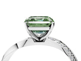 White gold Fancy Green Asscher Cut Diamond Engagement Ring with Side Stone Accents and Four-Prong Setting_16