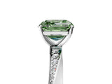 White gold Fancy Green Asscher Cut Diamond Engagement Ring with Side Stone Accents and Four-Prong Setting_161