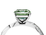White gold Fancy Green Asscher Cut Diamond Engagement Ring with Side Stone Accents and Four-Prong Setting_22